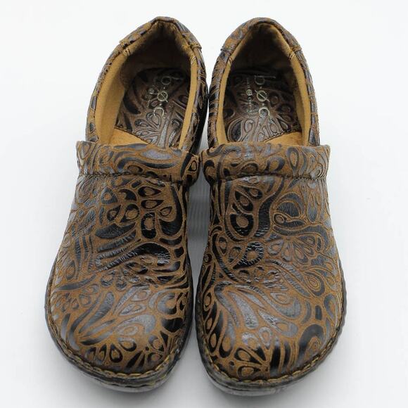 BOC Born Concepts brown paisley printed leather clogs womens 7.5 workwear nurse - Picture 2 of 8